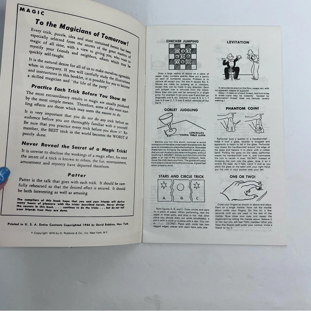102 ez‎ magic tricks new and unusual nteertainment 1976 booklet ephemera